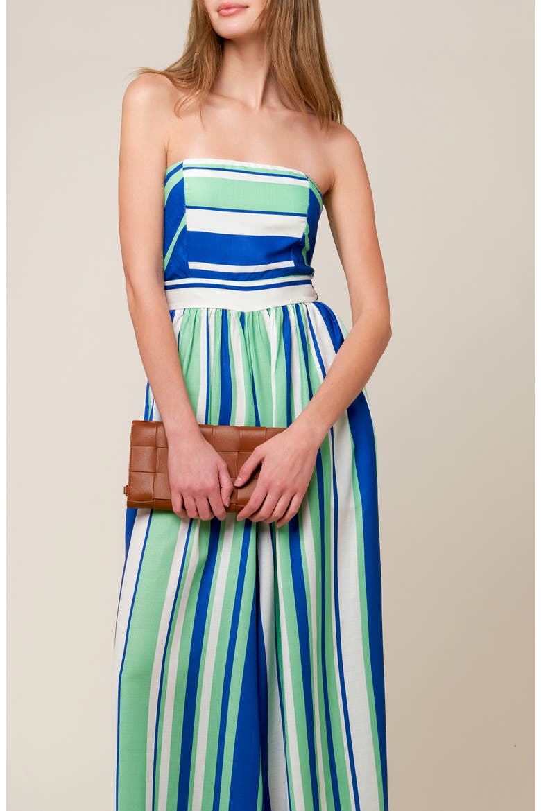 Stripe Strapless Jumpsuit, Alternate, color, NAVY/ GREEN