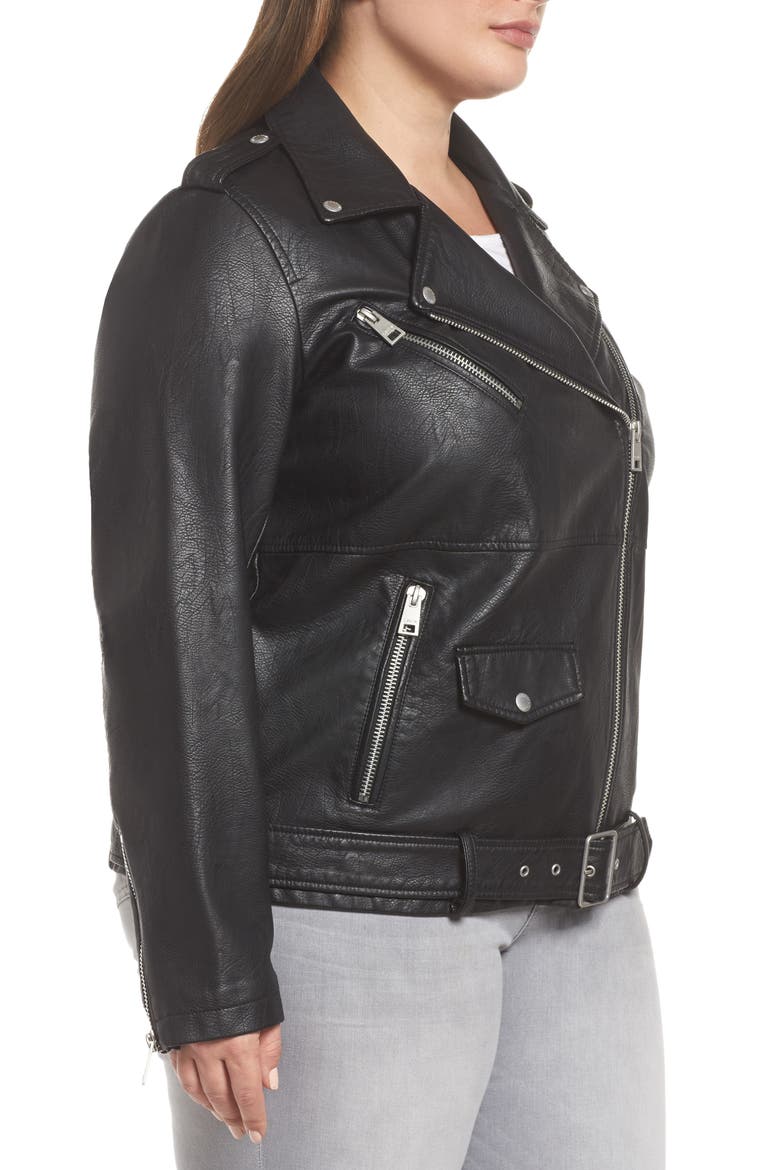 Levi's® Oversize Faux Leather Moto Jacket, Alternate, color, BLACK