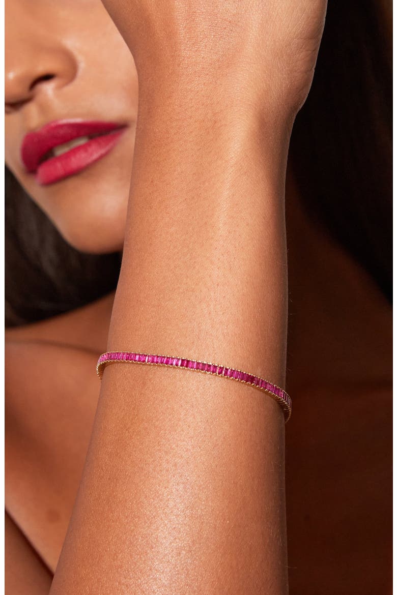 Lab Grown Red Ruby Baguette Tennis Bracelet, Alternate, color, Gold Vermeil