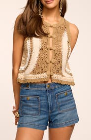 Ramy Brook Adriana Crop Cotton Crochet Vest