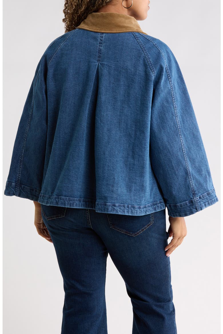 Swing Cropped Denim Trench Coat, Alternate, color, MEDIUM WASH