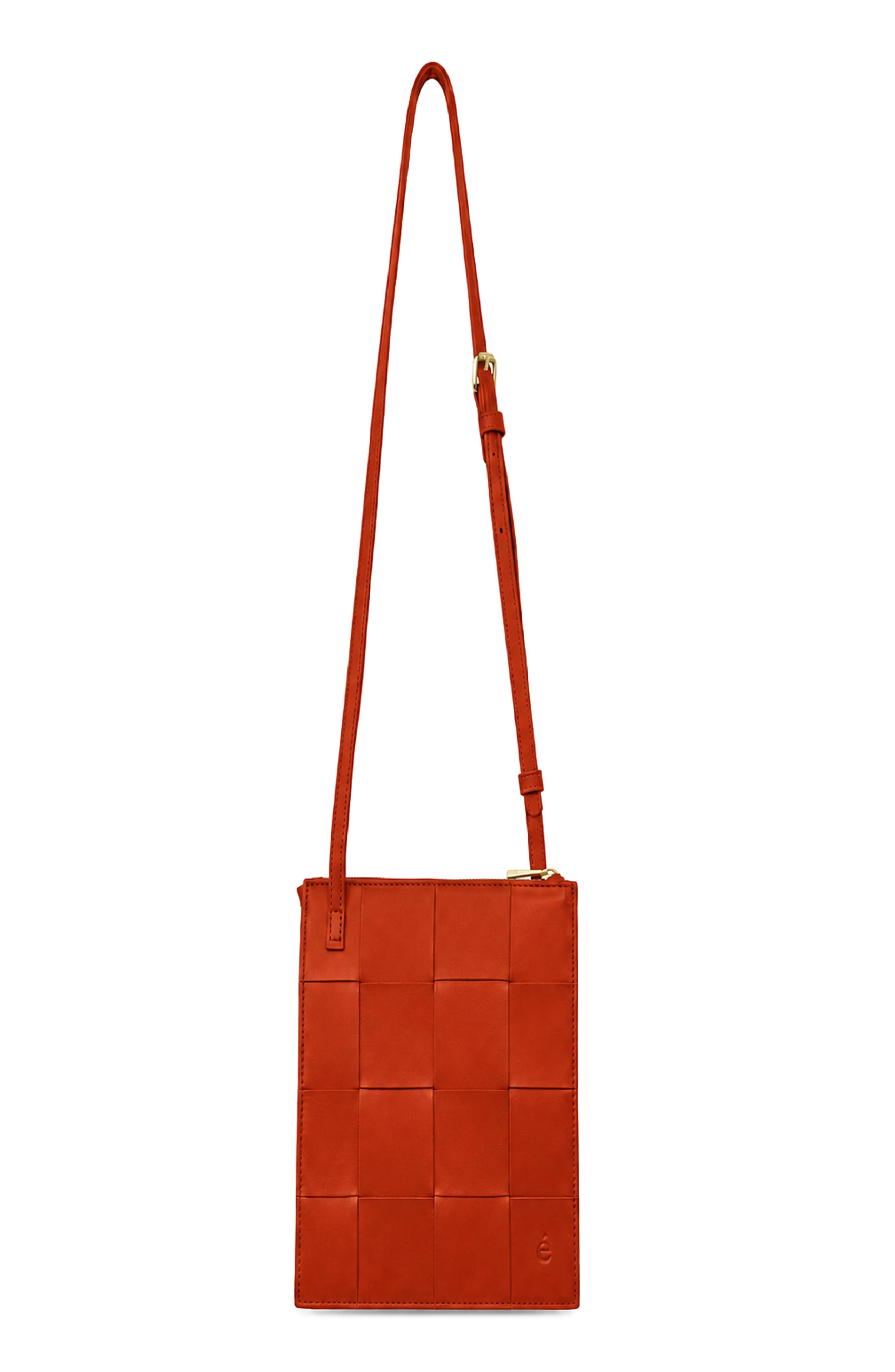 Polly Woven Leather Crossbody Bag, Alternate, color, RUST