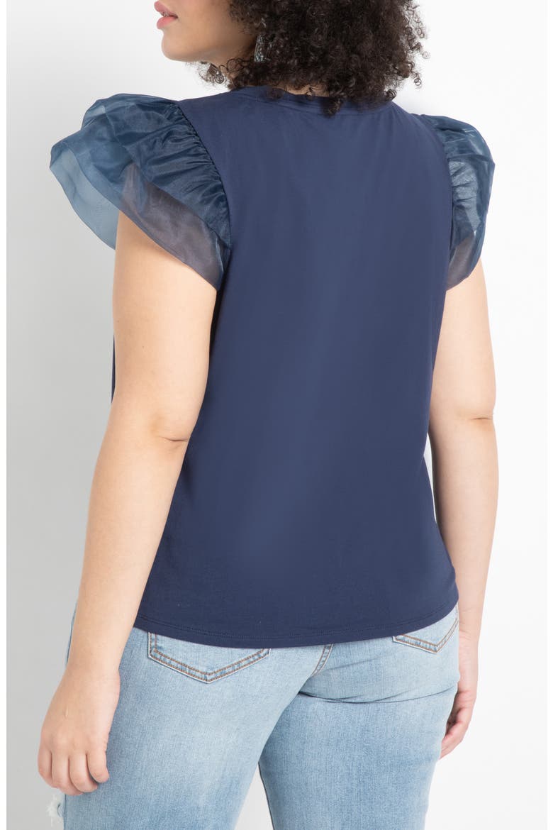 Ruffle Sleeve Top, Alternate, color, NAVY