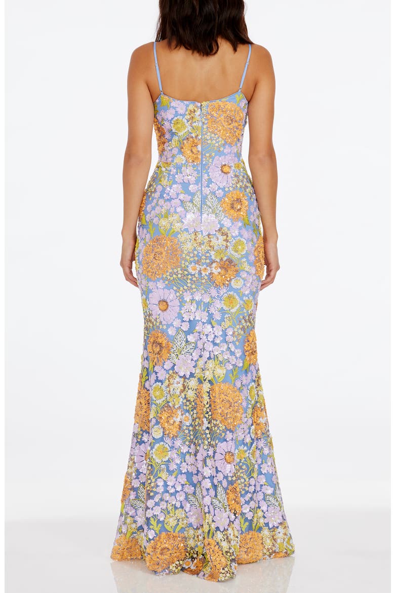 Giovanna Floral Sequin Mermaid Gown, Alternate, color, LAVENDER MULTI