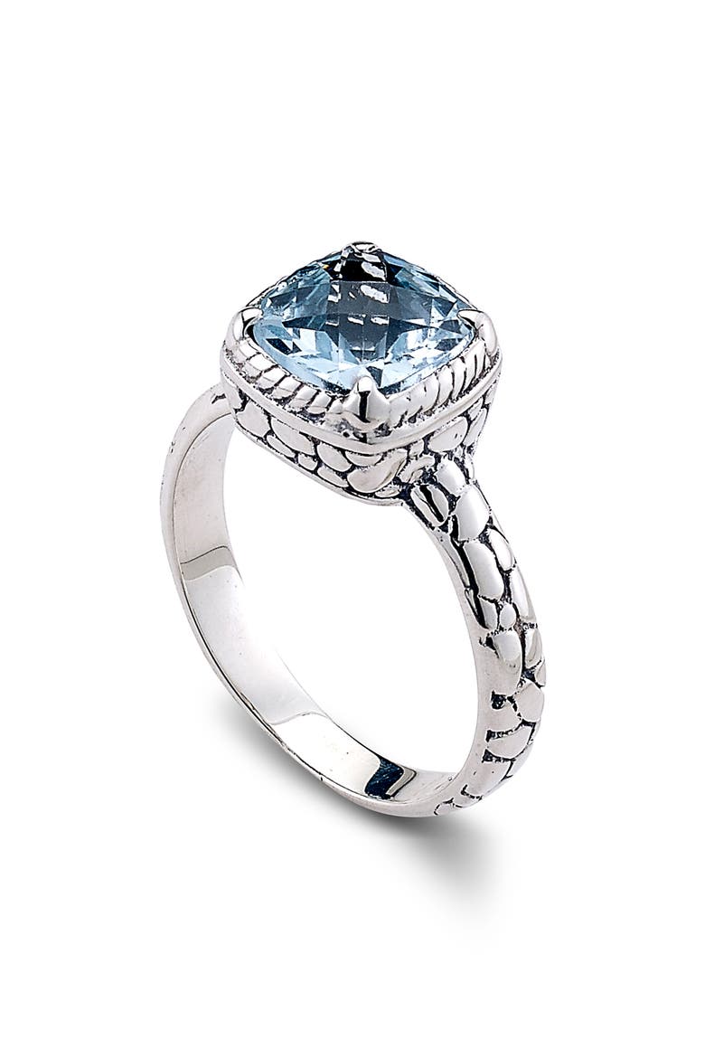 Sterling Silver Cushion Cut Blue Topaz Ring, Main, color, BLUE