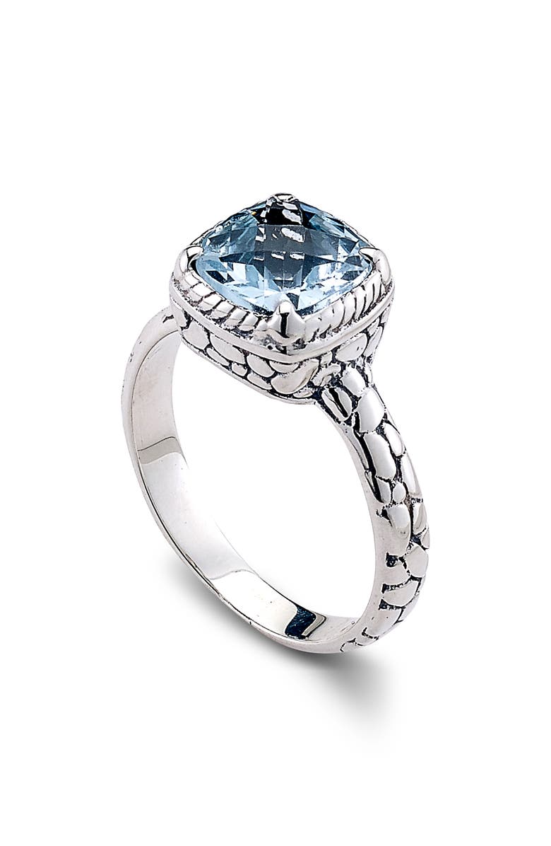SAMUEL B. Sterling Silver Cushion Cut Blue Topaz Ring, Main, color, Blue Topaz