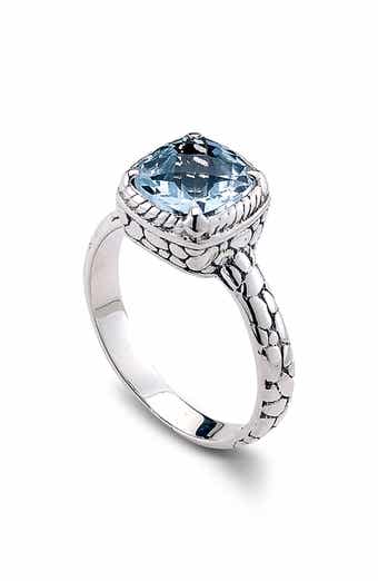 Sterling Silver Cushion Cut Blue Topaz Ring