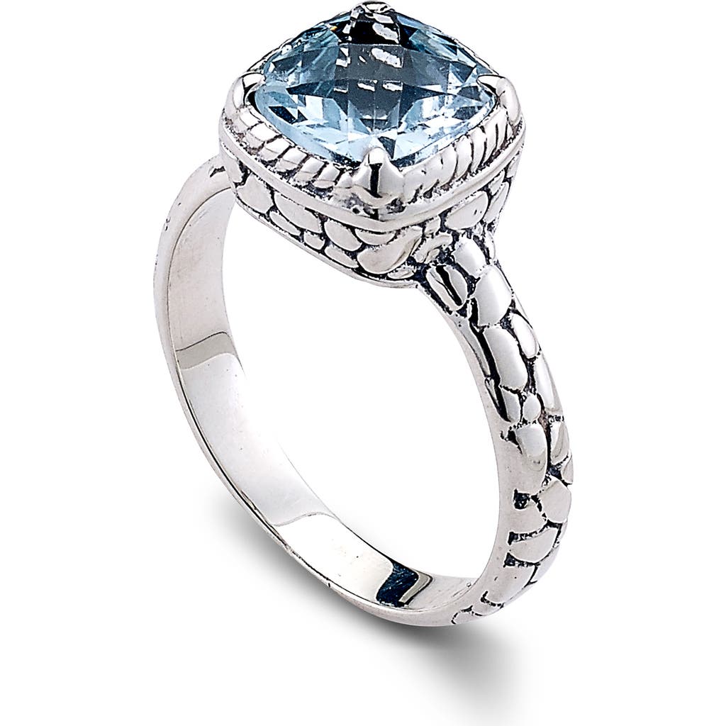 Samuel B. Sterling Silver Cushion Cut Blue Topaz Ring In Blue Topaz