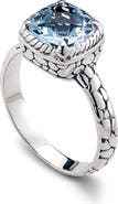 SAMUEL B. Sterling Silver Cushion Cut Blue Topaz Ring