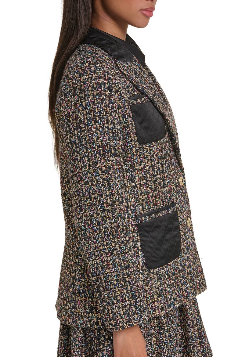 Quilted Accent Tweed Jacket, Alternate, color, BLACK MULTI
