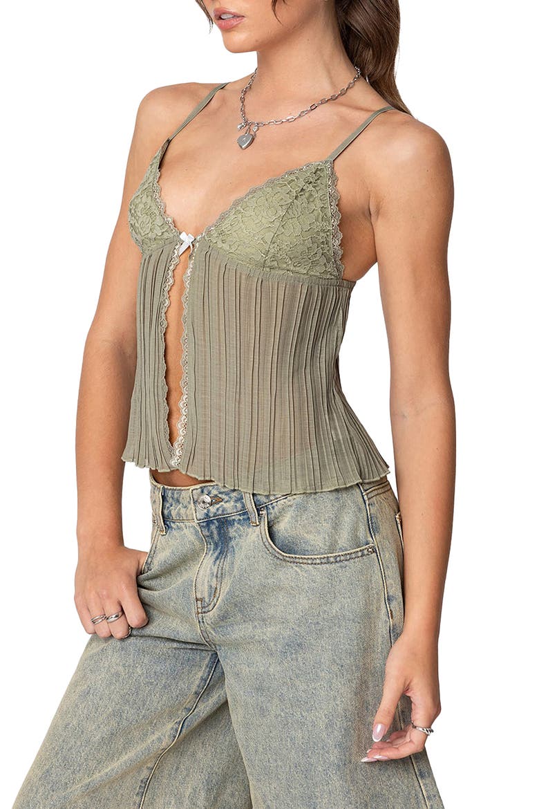 Pintuck Lace Camisole, Alternate, color, OLIVE