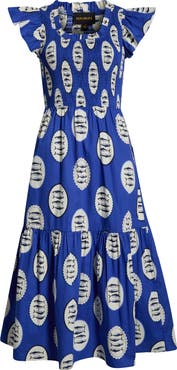 SUGARLIPS Sardine Sea Glare Smocked Midi Dress