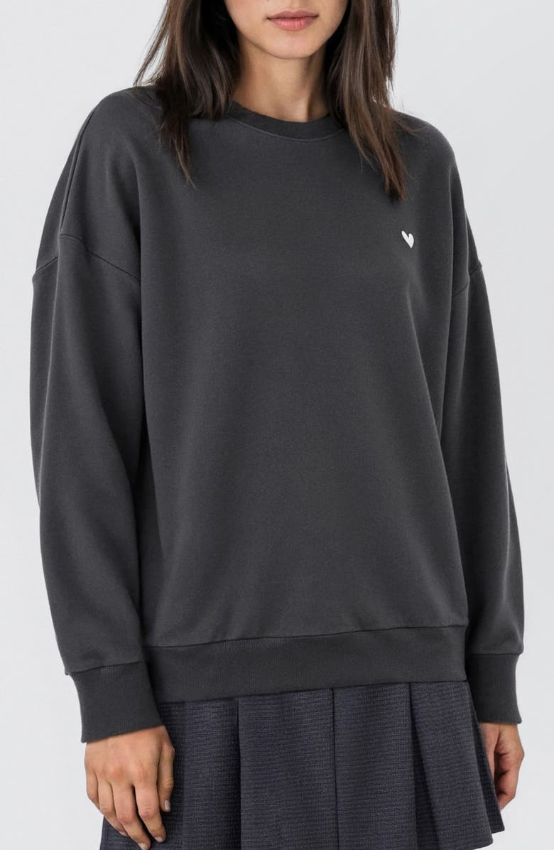 MANGO TEEN Ballet Studio Embroidered Graphic Sweatshirt, Main, color, Charcoal