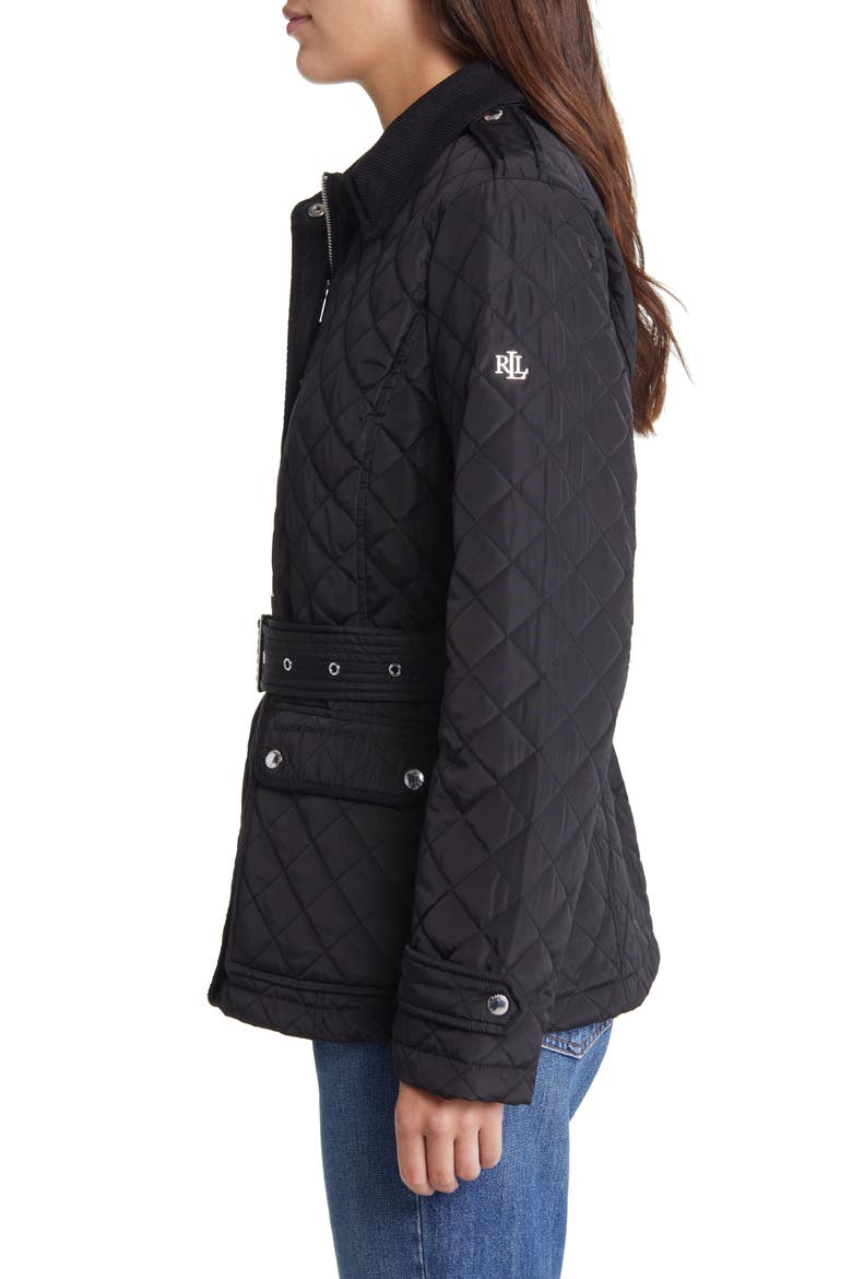 Belted Recycled Polyester Jacket, Alternate, color, BLACK
