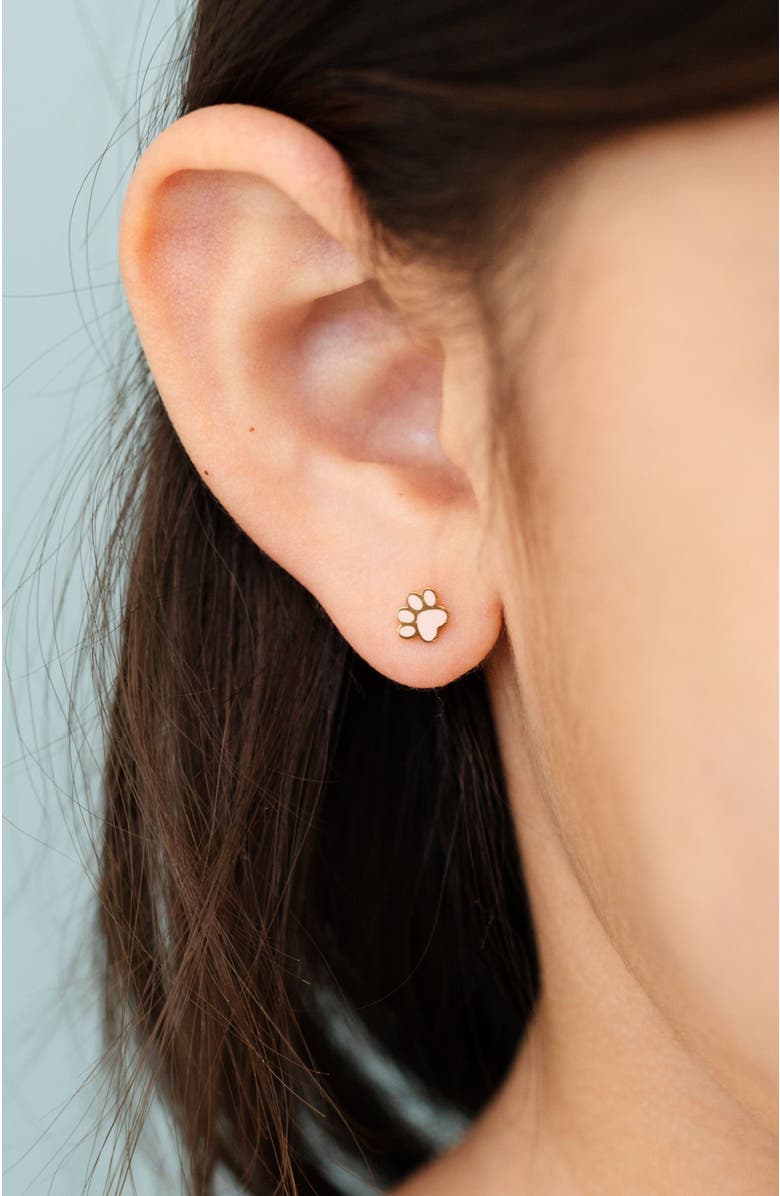 Pip Pop Paw Print Stud Earrings, Alternate, color, Pink