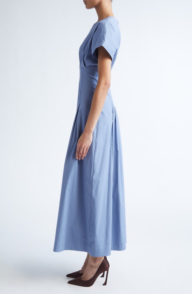 Lela Rose Smocked Back Cotton Poplin Dress, Alternate, color, Cornflower