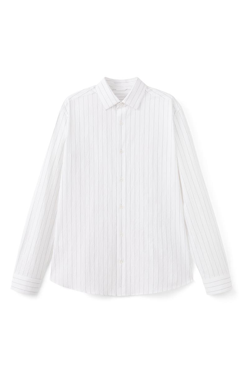 MANGO Textured Pinstripe Button-Up Shirt, Alternate, color, White