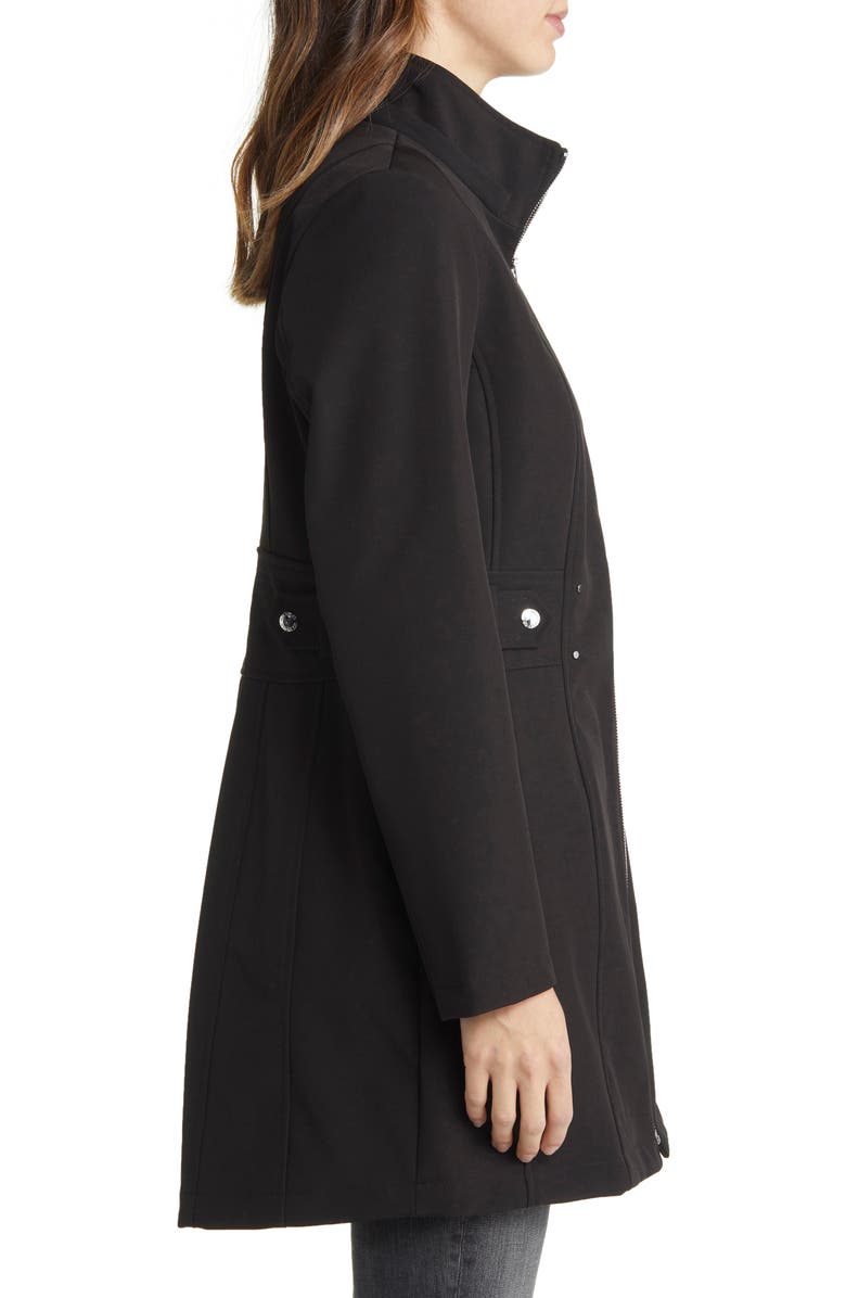 Via Spiga Cinch Waist Soft Shell Water Repellent Raincoat, Alternate, color, 