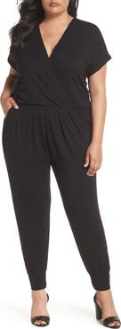 Loveappella Short Sleeve Wrap Top Jumpsuit