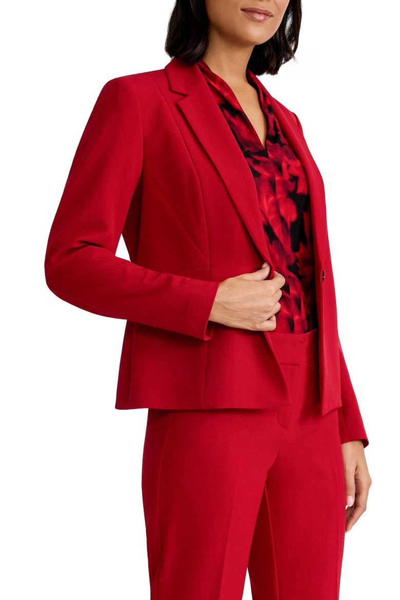 One-Button Blazer, Alternate, color, FIRE RED