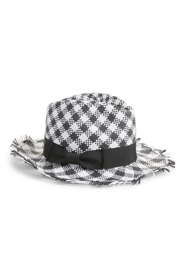 gingham trilby, Main, color, BLACK/ FRESH WHITE