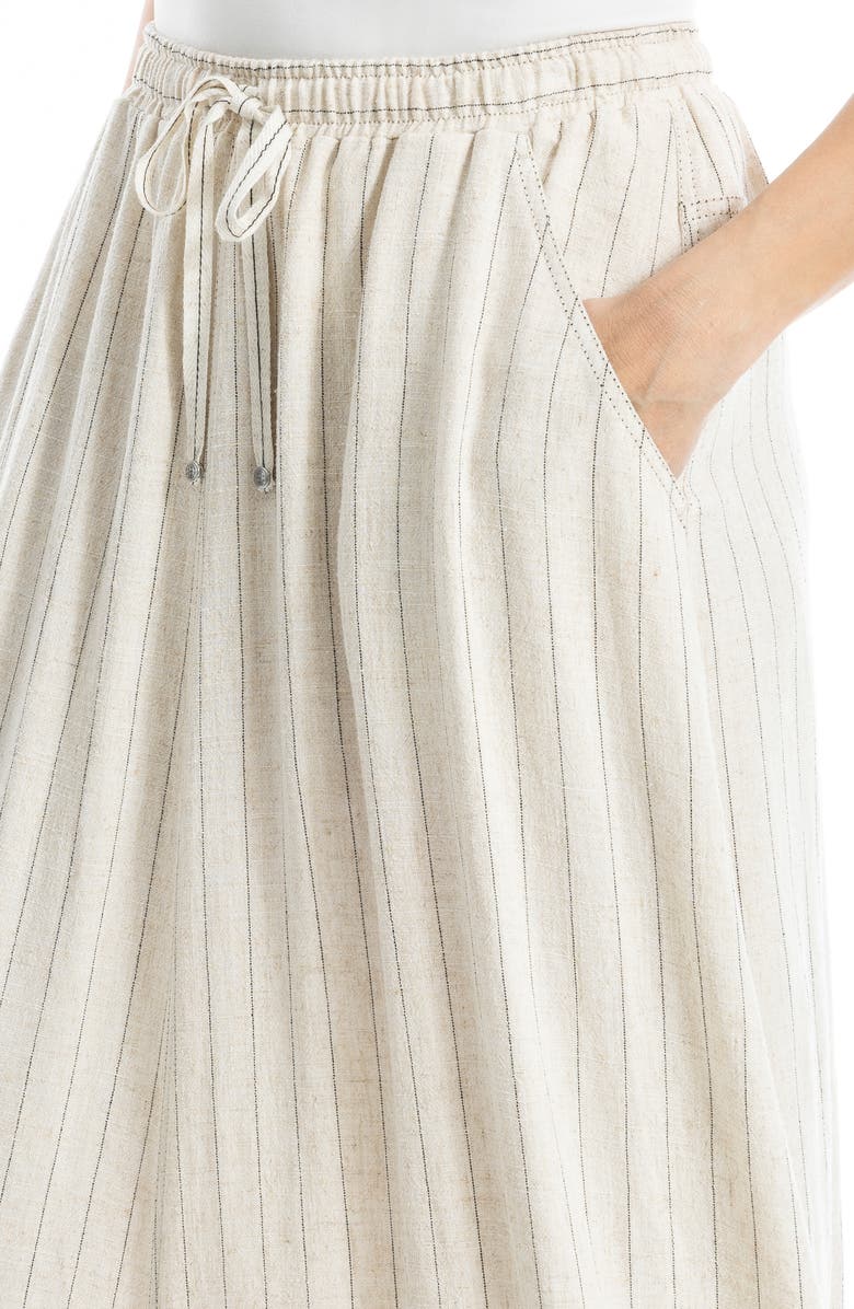 MAX STUDIO Drawstring Circle Skirt, Alternate, color, Natural/ Black Pinstripe
