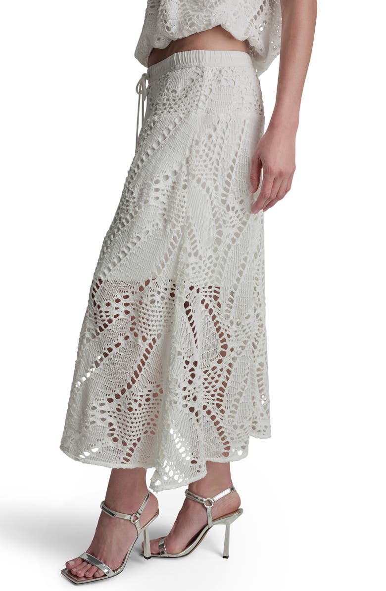 DKNY Crochet Leaf Midi Skirt, Alternate, color, Ivory