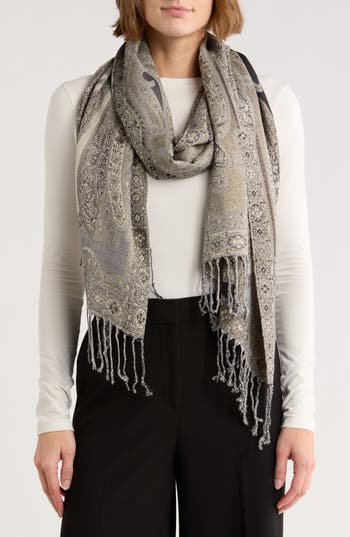 Vince Camuto Paisley Lurex Knit Scarf In Multi