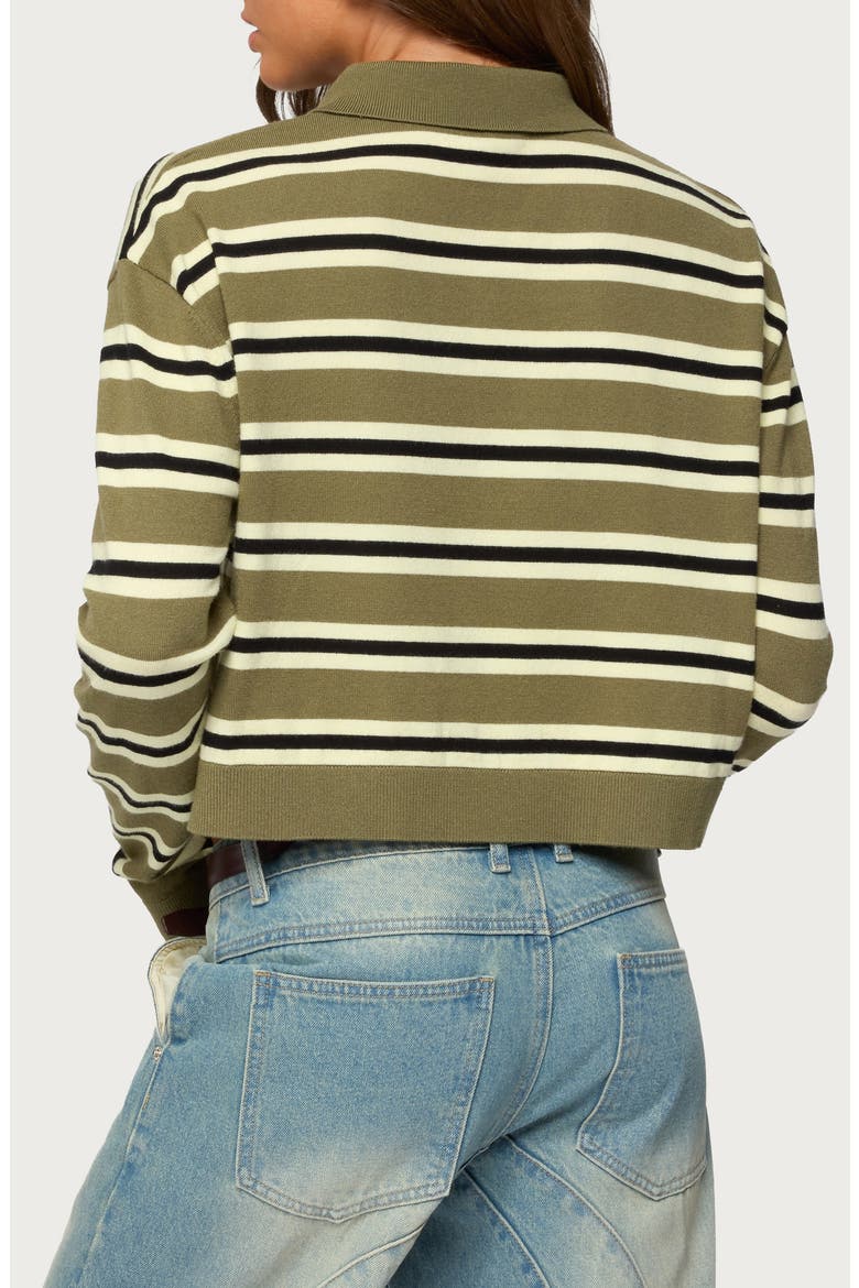 Shelby Stripe Crop Polo Sweater, Alternate, color, OLIVE