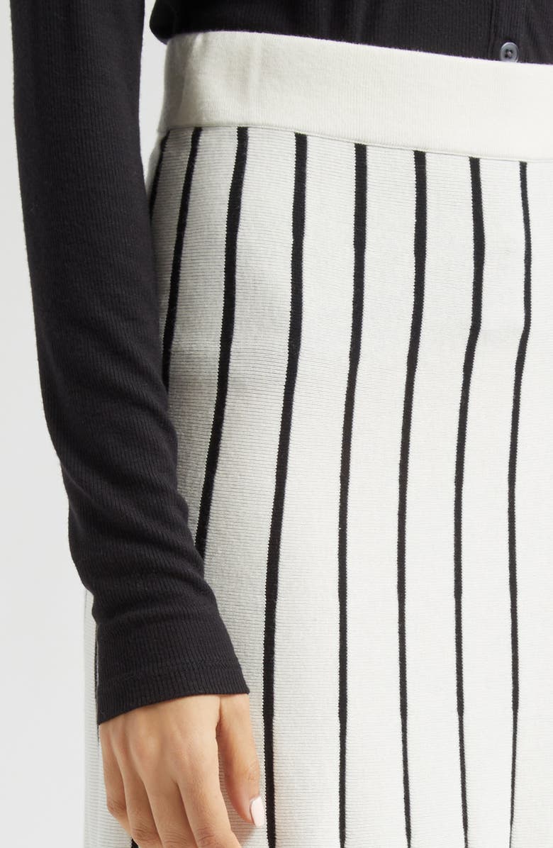 ATM Anthony Thomas Melillo Stripe Cotton Blend Skirt, Alternate, color, Chalk/ Black
