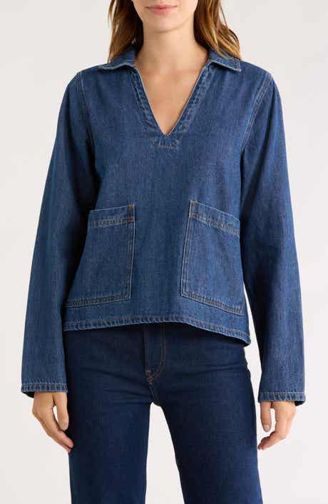 Habitual Denim Popover Top