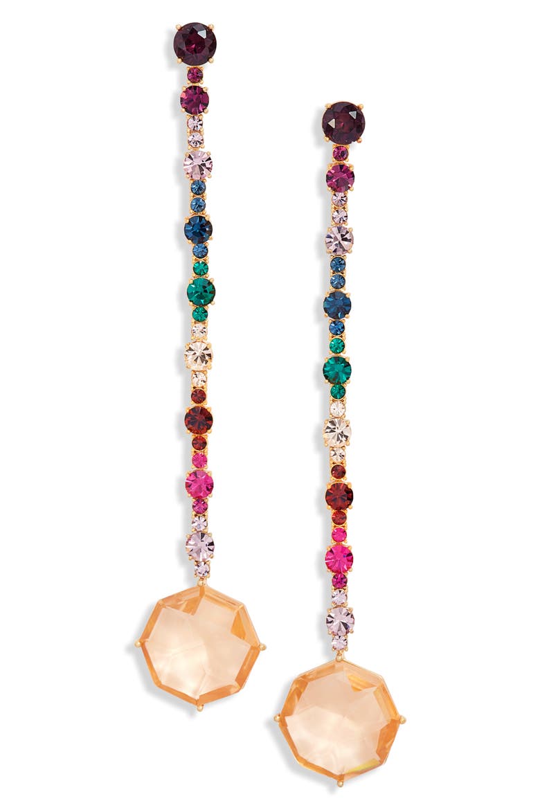 crystal statement linear drop earrings, Main, color, GOLD MULTI