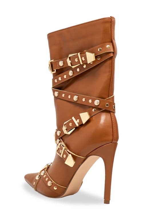 Chase & Chloe Chase And Chloe Adonis Stud Embellished Boot In Brown