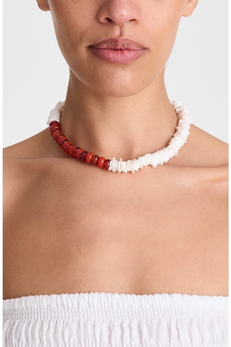 Semiprecious Puka Shell Beaded Choker Necklace, Alternate, color, ANTIQUE GOLD