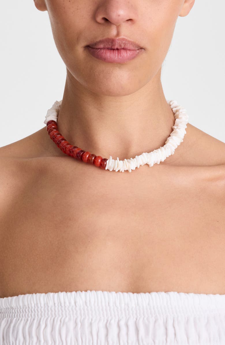 Madewell Semiprecious Puka Shell Beaded Choker Necklace, Alternate, color, Antique Gold