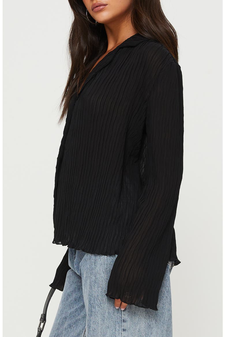 Selma Crinkle Button-Up Top, Alternate, color, BLACK
