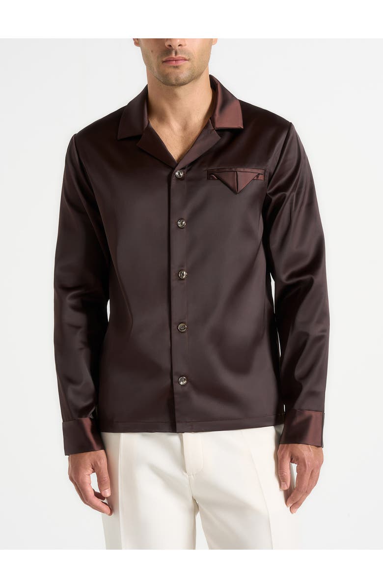 Manière De Voir Constant Satin Shirt, Main, color, Brown