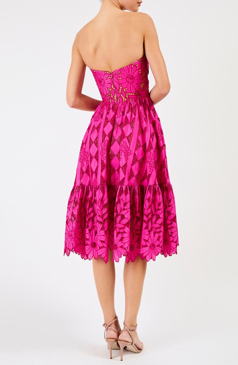 HELSI Candace Floral Cutwork Detail Strapless Cocktail Dress, Alternate, color,