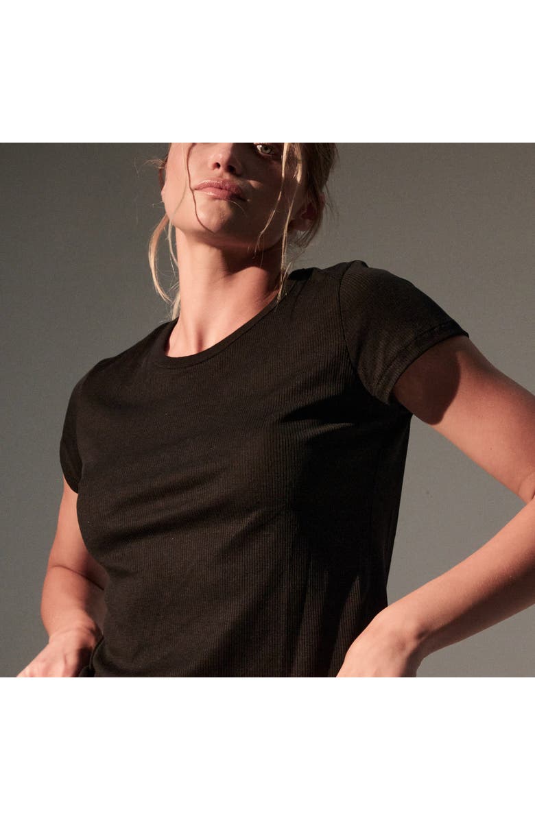 Majestic Filatures Lyocell Cotton Baby Rib Short Sleeve Crewneck T-Shirt, Alternate, color, Noir