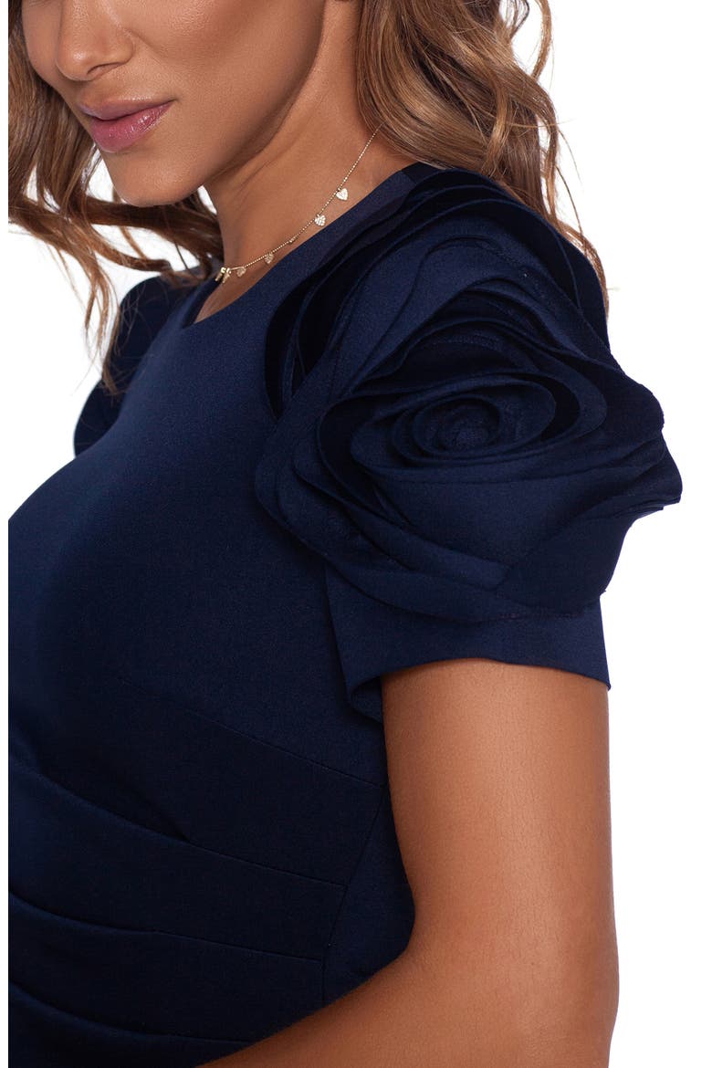 Ruffle Short Sleeve Scuba Knit Gown, Alternate, color, MIDNIGHT