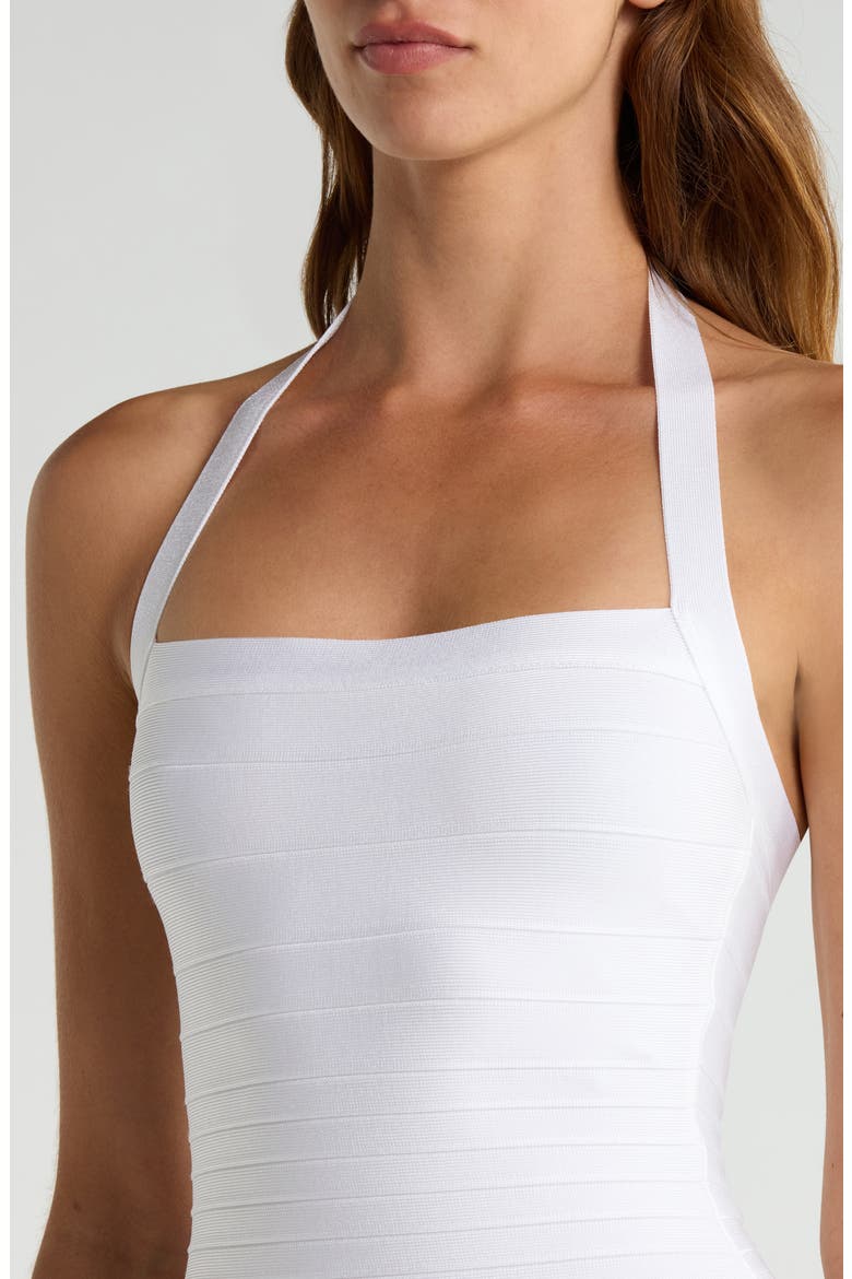 The Silhouette Halter Neck Bandage Midi Dress, Alternate, color, WHITE