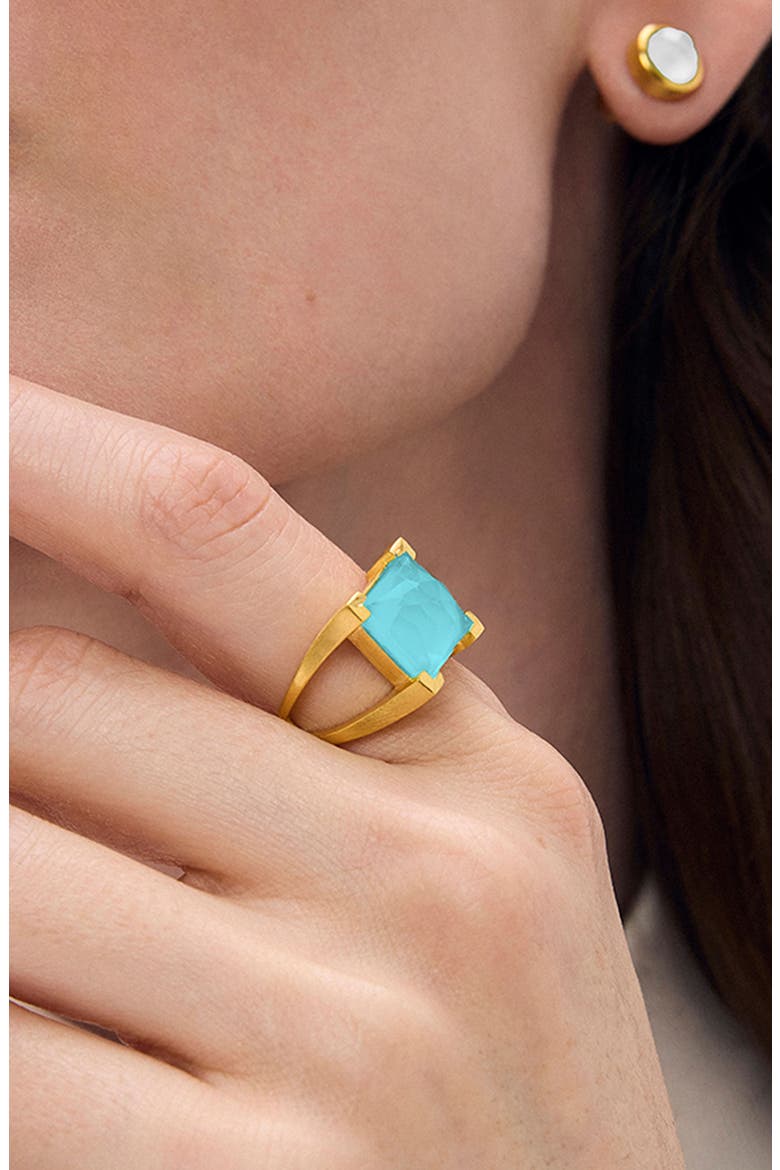 Mini Plaza Ring, Alternate, color, IRIDESCENT TURQUOISE/ GOLD