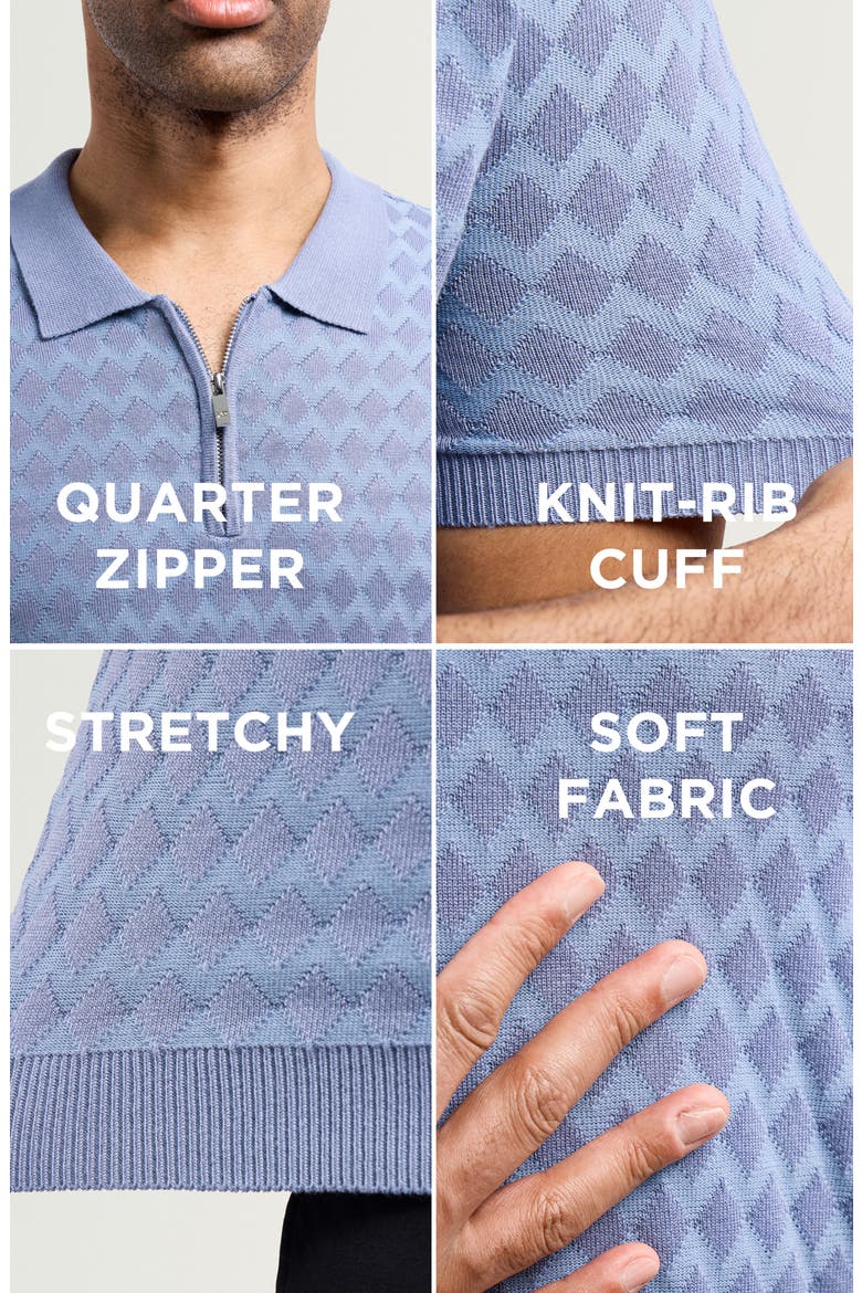 Quarter Zip Argyle Knit Polo, Alternate, color, SLATE BLUE