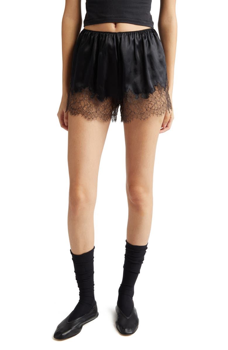 Bode Lace Trim Satin Tap Pants, Main, color, 