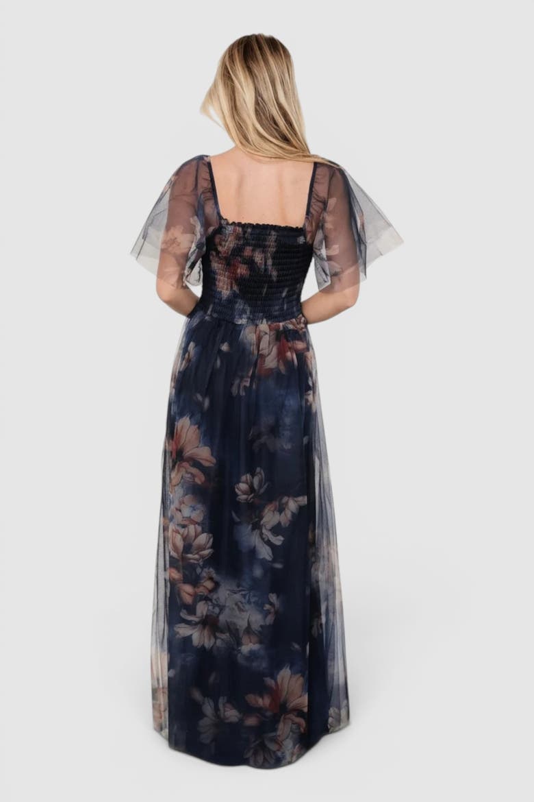 Cassandra Tulle Maxi Dress, Alternate, color, Dark Blue Floral
