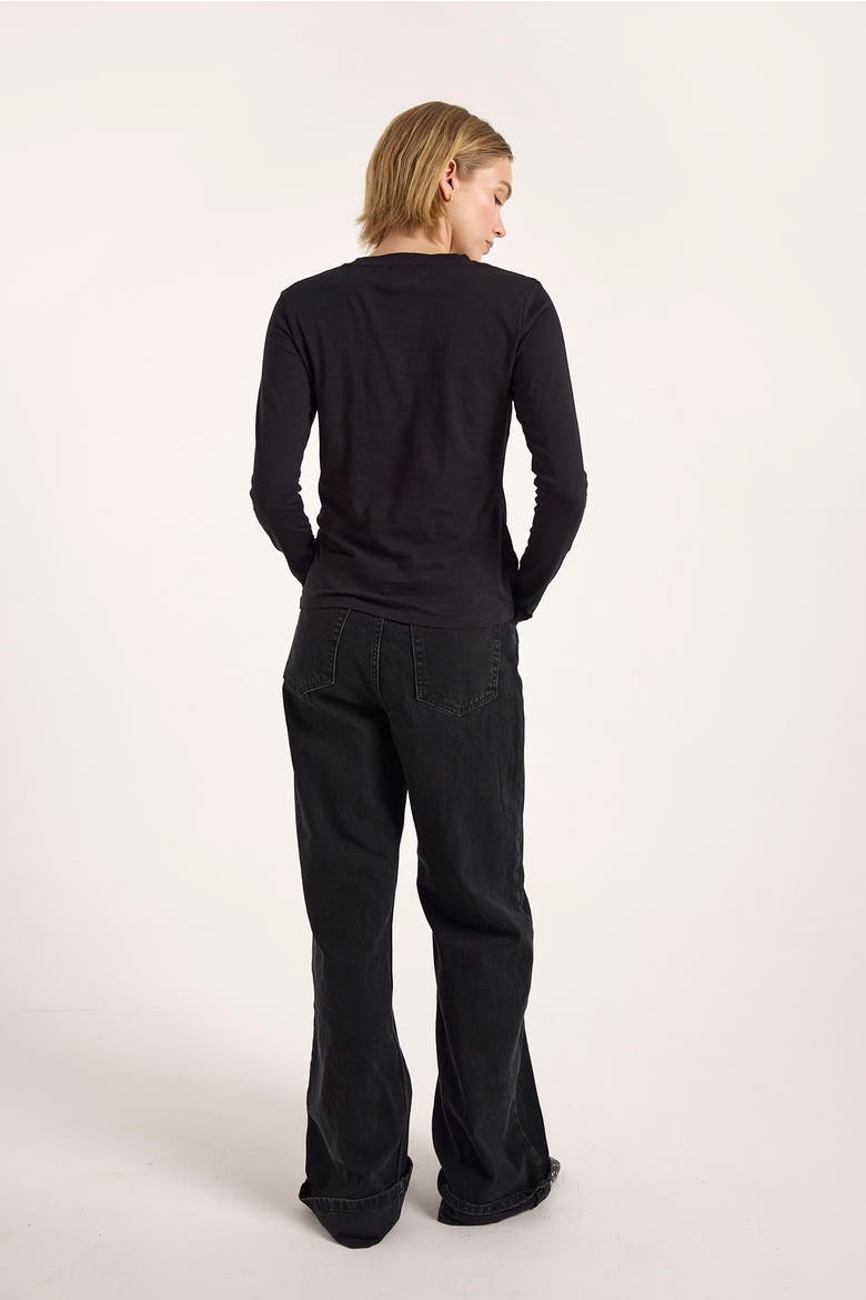Long Sleeve Cotton Crew Neck T-shirt, Alternate, color, Black