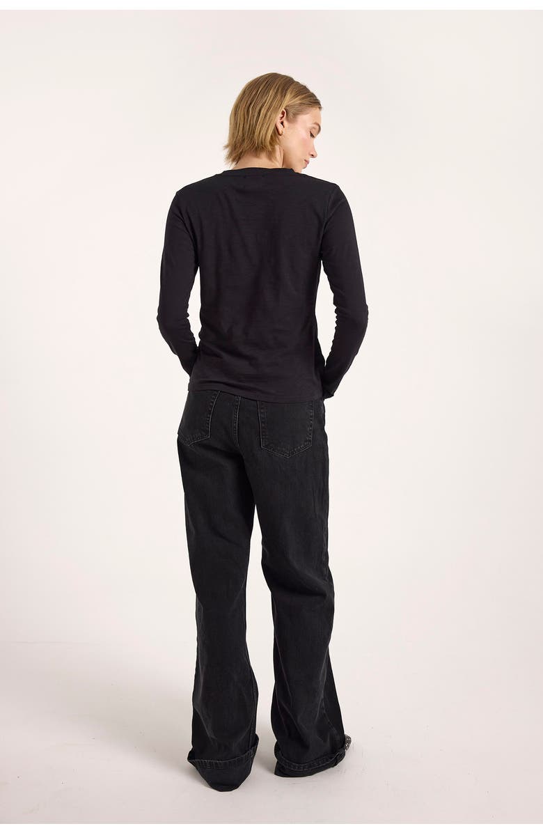 Brodie Pure Cashmere Long Sleeve Cotton Crew Neck T-shirt, Alternate, color, Black