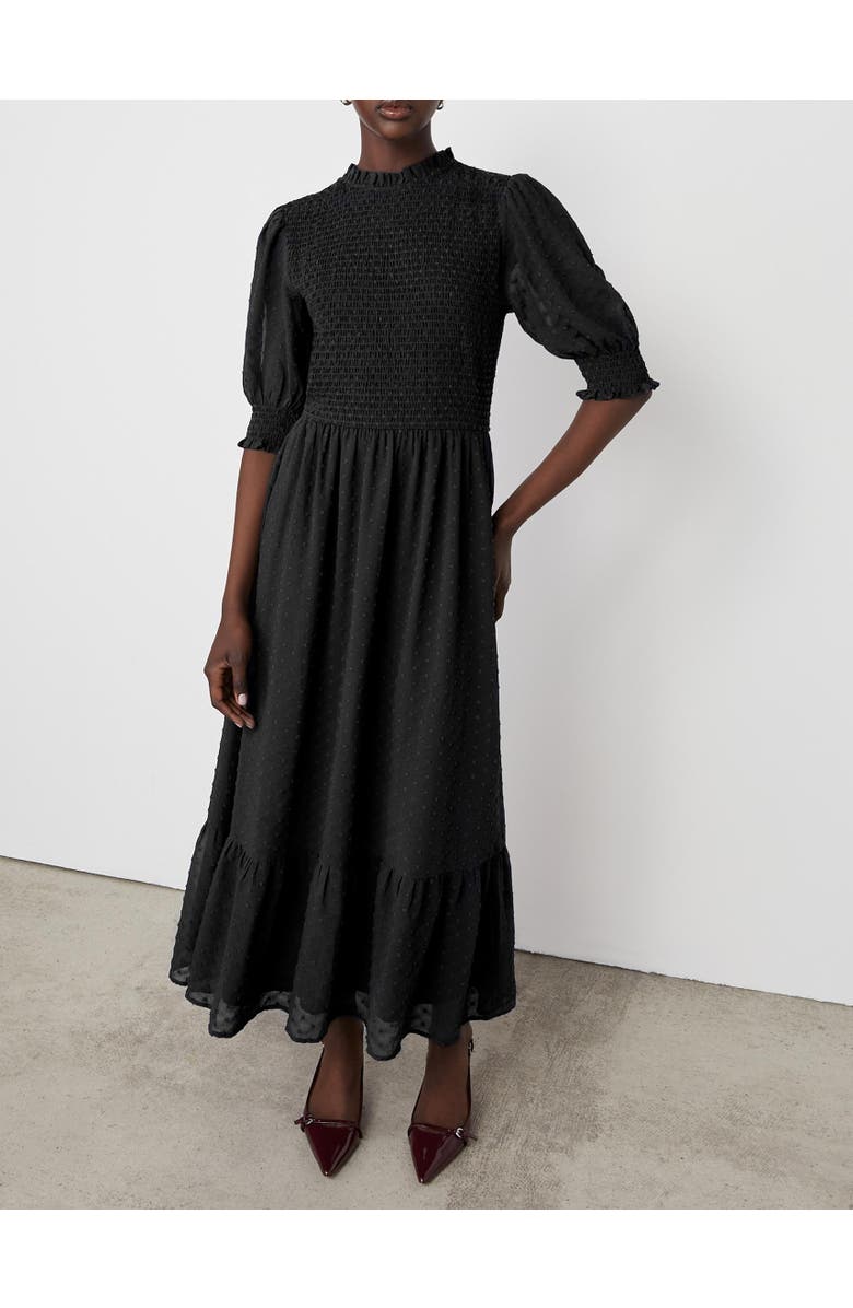 Finery London Amelia 3/4 Sleeve Chiffon Midi Dress, Alternate, color, Black