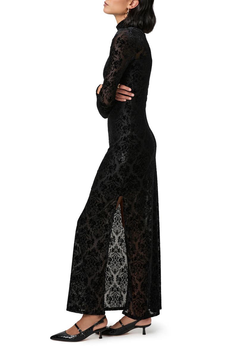 Lucca Velvet Long Sleeve Maxi Dress, Alternate, color, BLACK