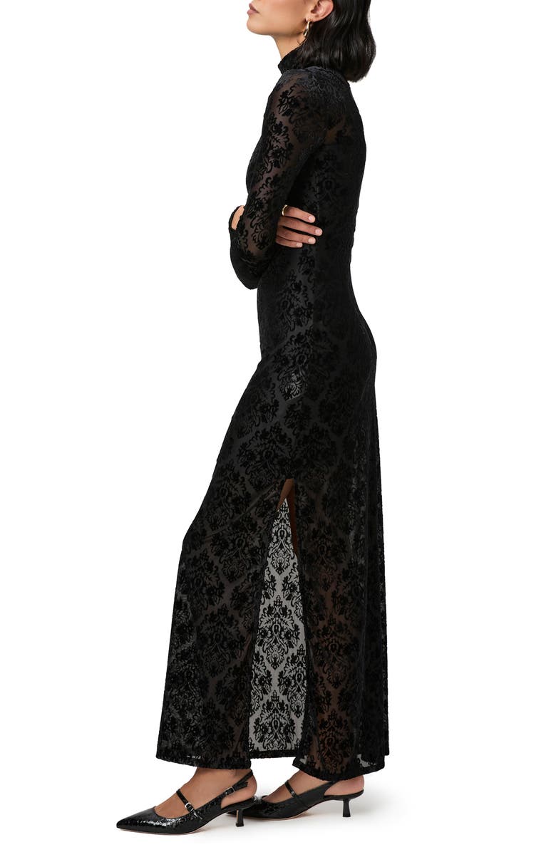 PAIGE Lucca Velvet Long Sleeve Maxi Dress, Alternate, color, Black